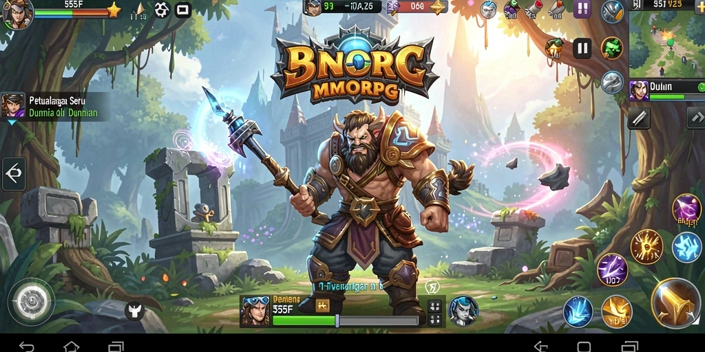 Screenshot gameplay MMORPG 555F dengan aksi seru dan grafik menawan.