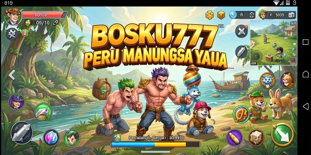 Screenshot utama BOSKU777 menampilkan aksi seru dalam permainan petualangan.