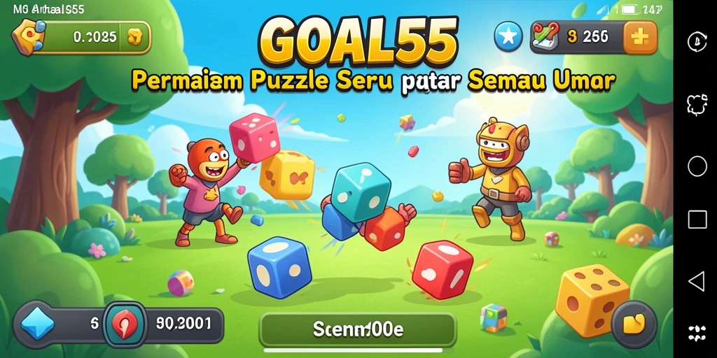 Tangkapan layar GOAL55 menunjukkan gameplay puzzle yang menantang dan menarik.