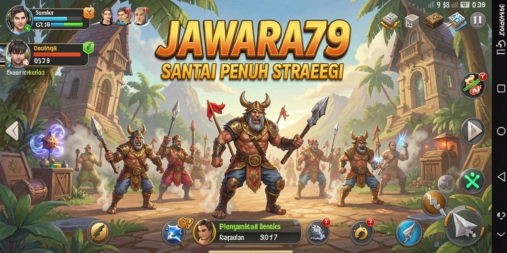 Screenshot menampilkan gameplay menarik dari JAWARA79 dengan grafis cerah.