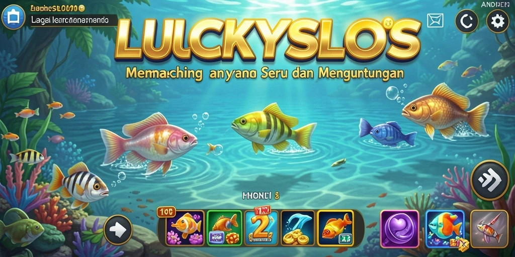 Tampilan gameplay LUCKYSLOTS yang mendebarkan dalam menangkap ikan.