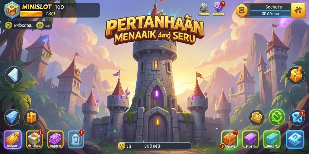 Tampilan screenshot game MINISLOT menunjukkan aksi seru dalam Tower Defense.