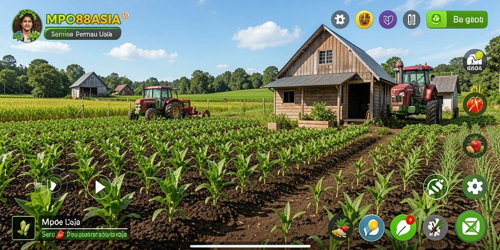 Screenshot utama MPO88ASIA menampilkan gameplay pertanian yang seru dan menarik.