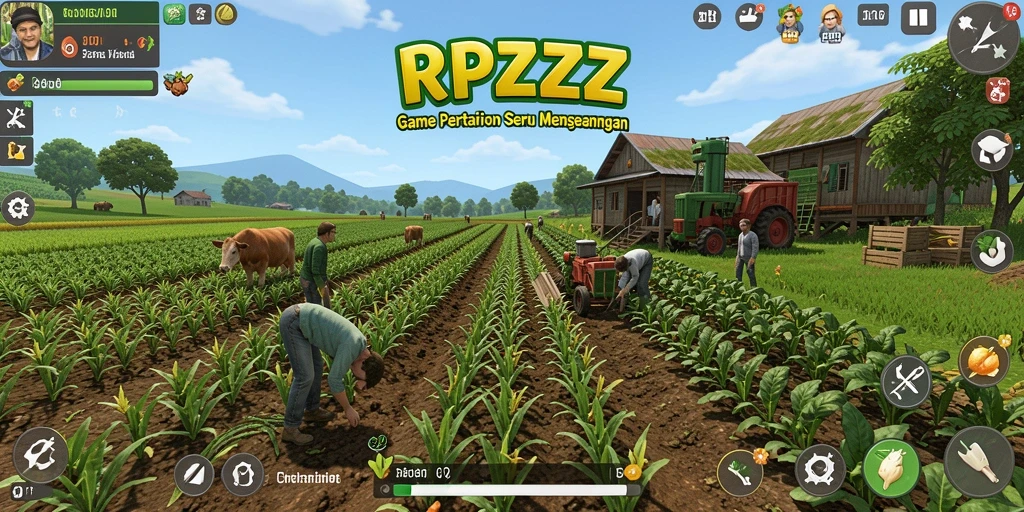 Screenshot gameplay RPZZZ menunjukkan aktivitas pertanian yang mengasyikkan.
