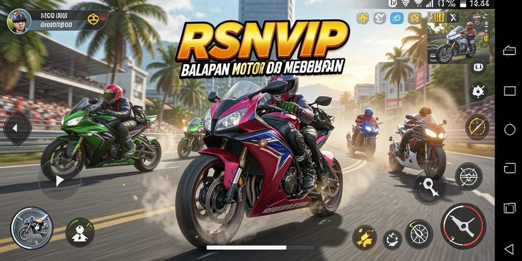 Tampilan menakjubkan dari gameplay balapan motor di RSNVIP.