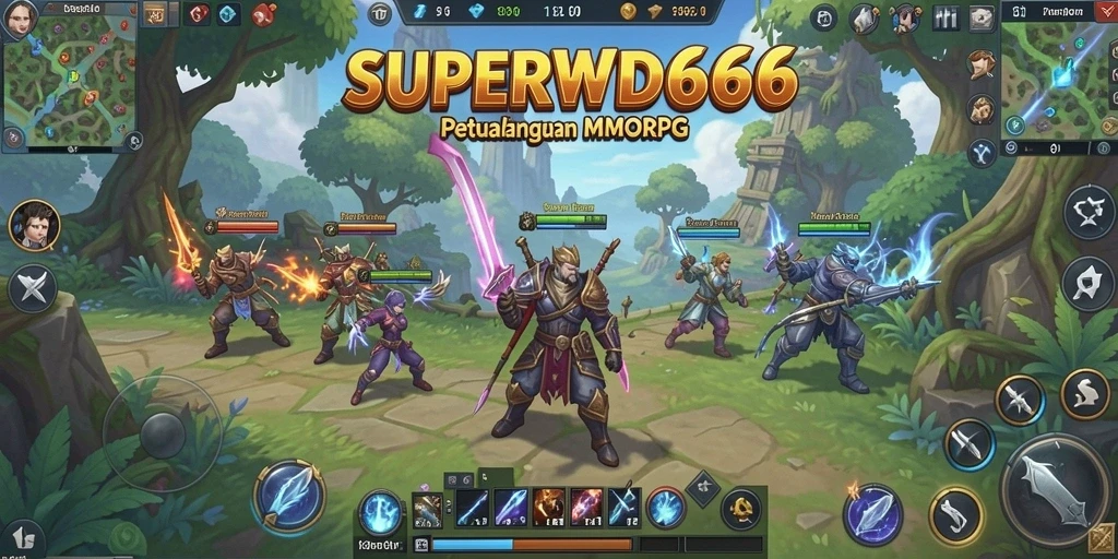 Tampilan gameplay mendebarkan dalam SUPERWD666, dunia MMORPG yang epik.