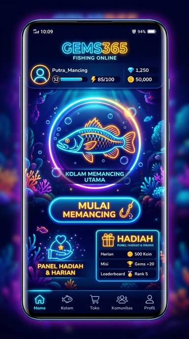 Tampilan utama aplikasi gems365 yang user-friendly.